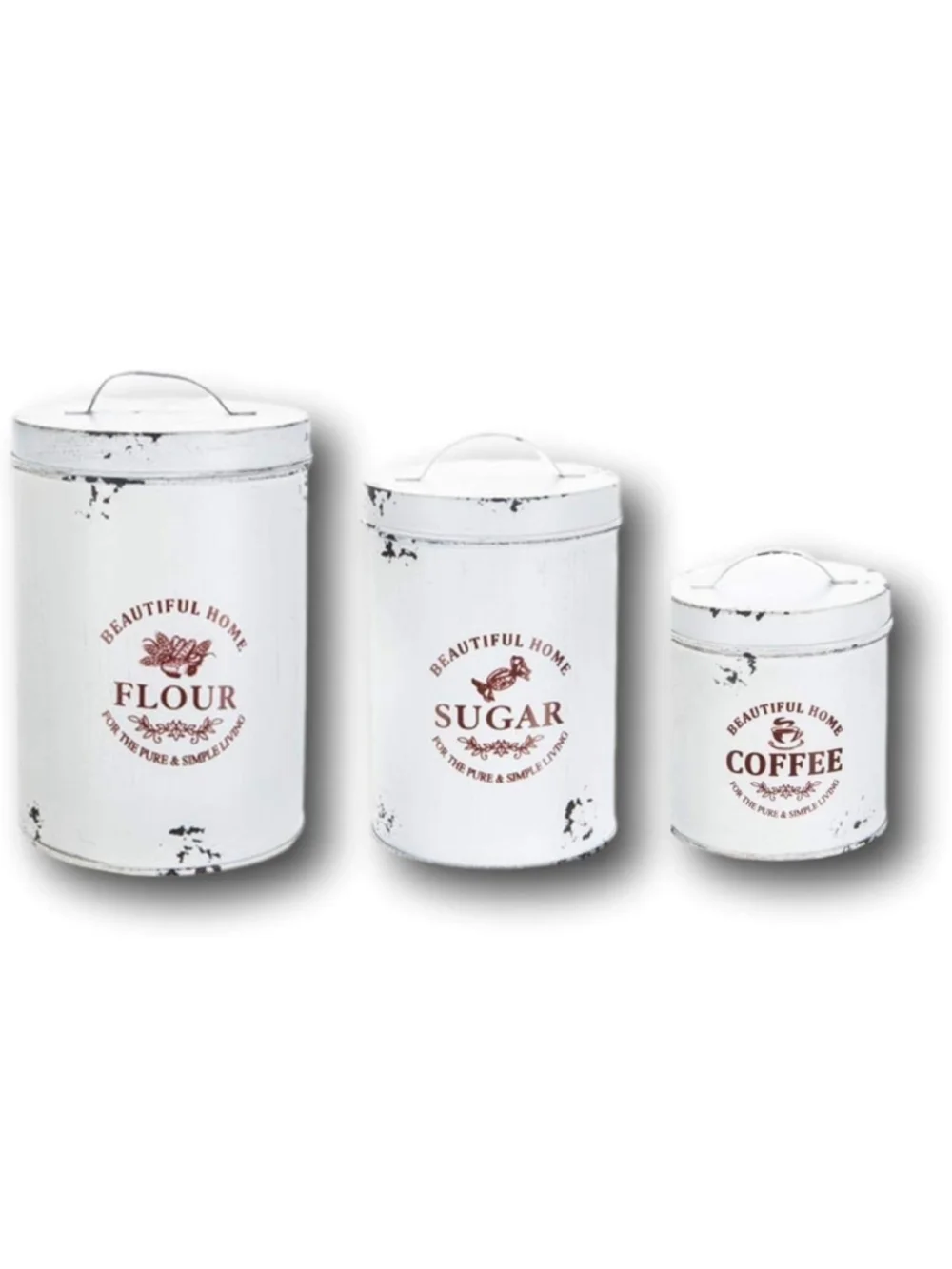 White & Brown Food Storage Canisters Set, One Size